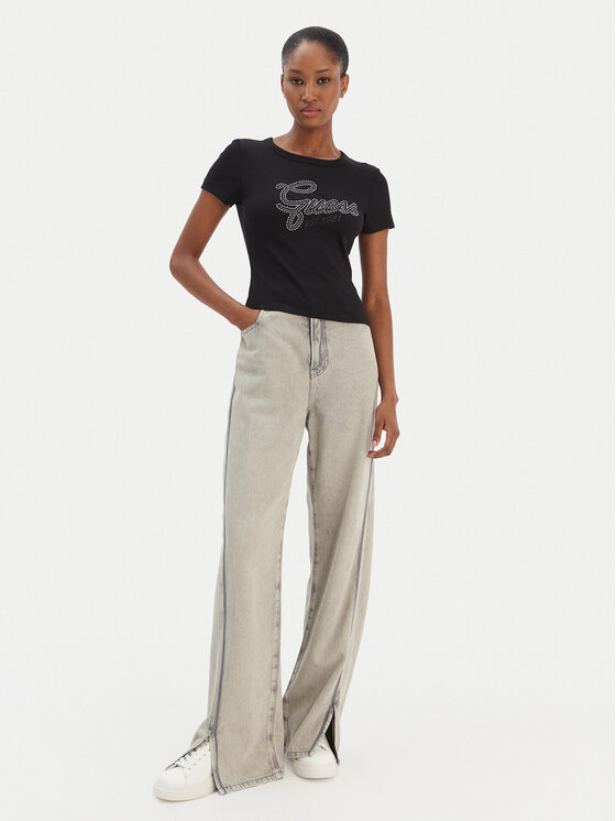 Guess Guess T-shirt W6RI22 KA0H1 Crna Slim Fit