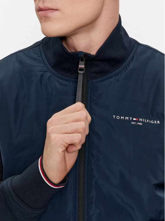 Tommy Hilfiger Tommy Hilfiger Bluza Logo Mix Media MW0MW33652 Granatowy Regular Fit