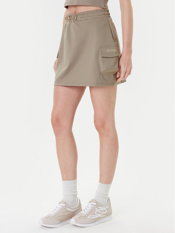 Guess Spódnica mini V5YD04 KCX42 Zielony Regular Fit