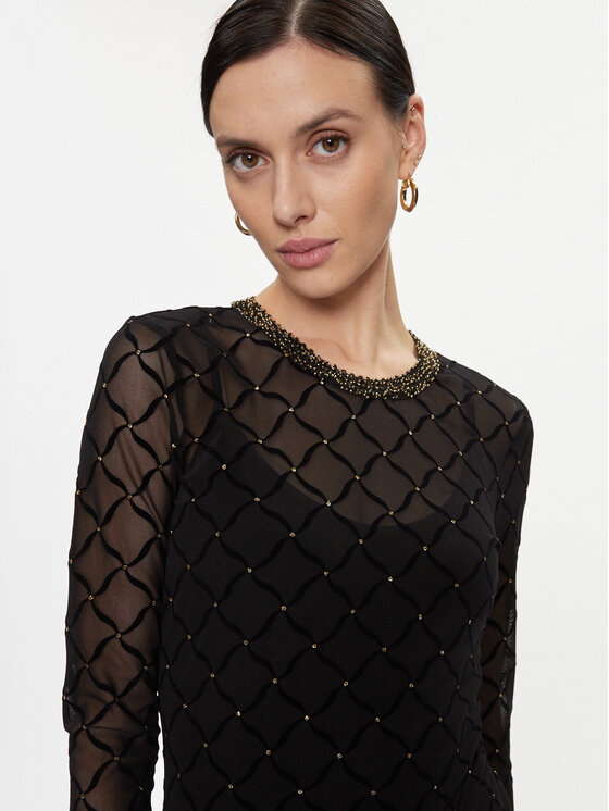 Nissa Nissa Коктейлна рокля RS14530 Черен Slim Fit