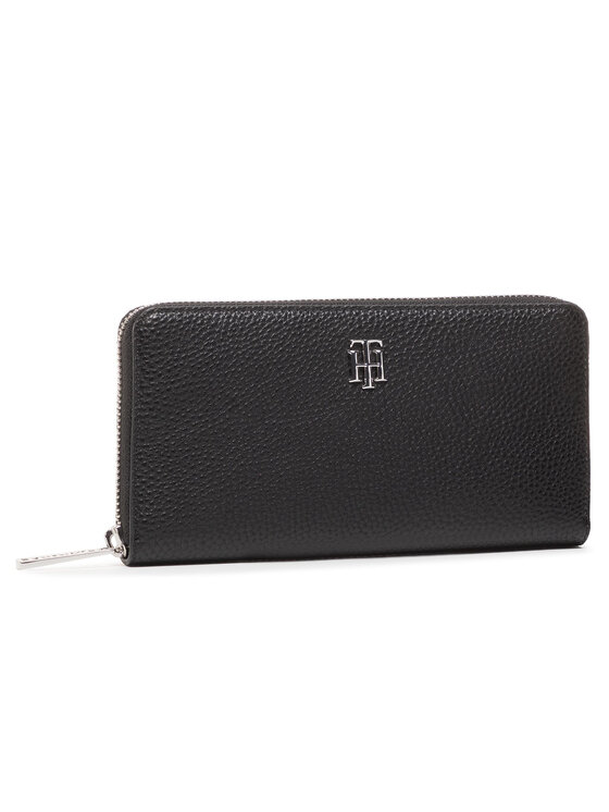 Duży Portfel Damski Tommy Hilfiger, Czarny, Th Essence Lrg Za AW0AW08902