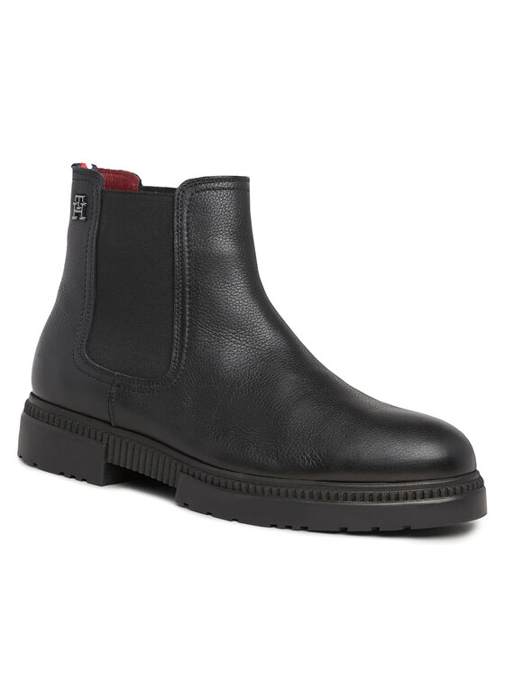 Tommy Hilfiger Tommy Hilfiger Μποτάκια με λάστιχο Comfort Cleated Termo Lth Chel FM0FM04650 Μαύρο