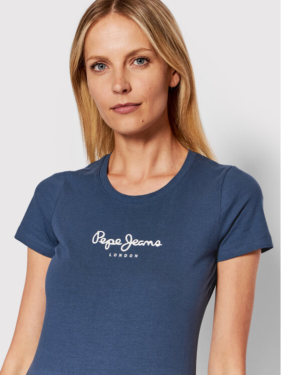 Pepe Jeans Pepe Jeans T-Shirt New Virgina PL505202 Granatowy Slim Fit