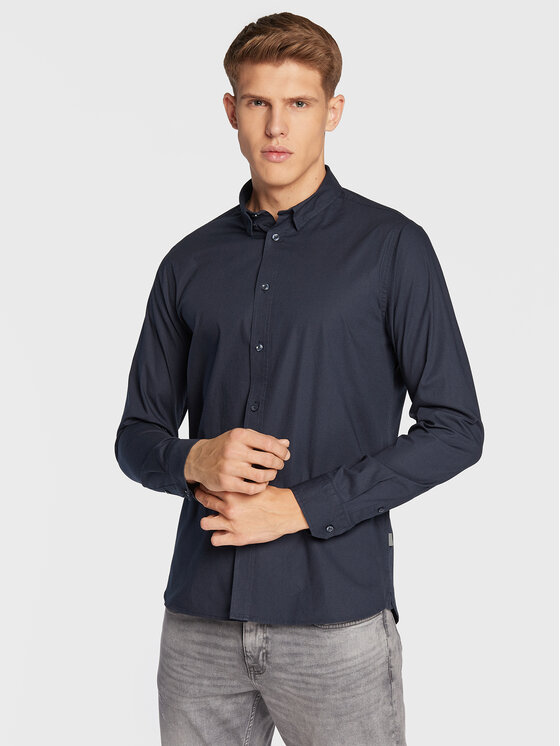 Solid Košulja 21103247 Tamnoplava Slim Fit