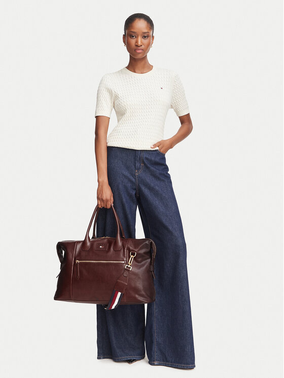 Tommy Hilfiger Чанта за уикенд Th Casual Leather Duffle AM0AM14745 Кафяв