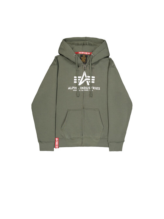 Alpha Industries Alpha Industries Mikina Basic Zip Hoodie Zelená Regular Fit