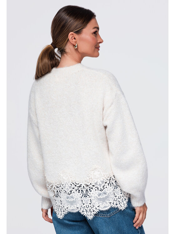 Ombre Ombre Sweter OW-SW-E0006 Beżowy Relaxed Fit