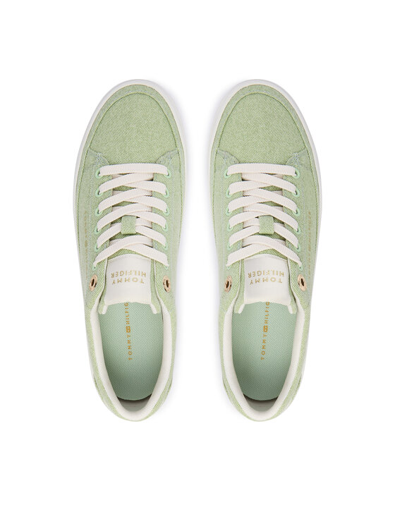 Tommy Hilfiger Tommy Hilfiger Sneakersy Washed Canvas Platform Trainers FW0FW09172 Zielony