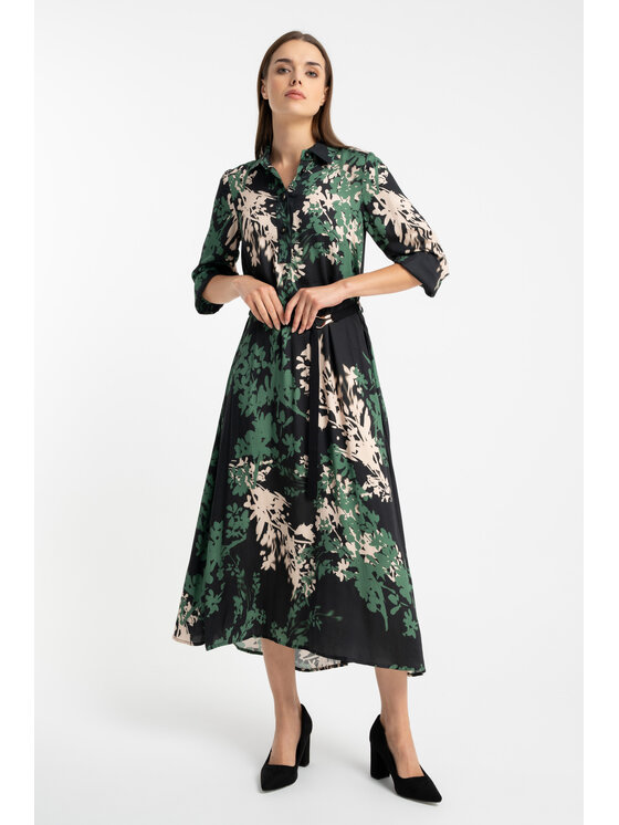 CLICK CLICK Každodenní šaty 60-6162 Zelená Regular Fit