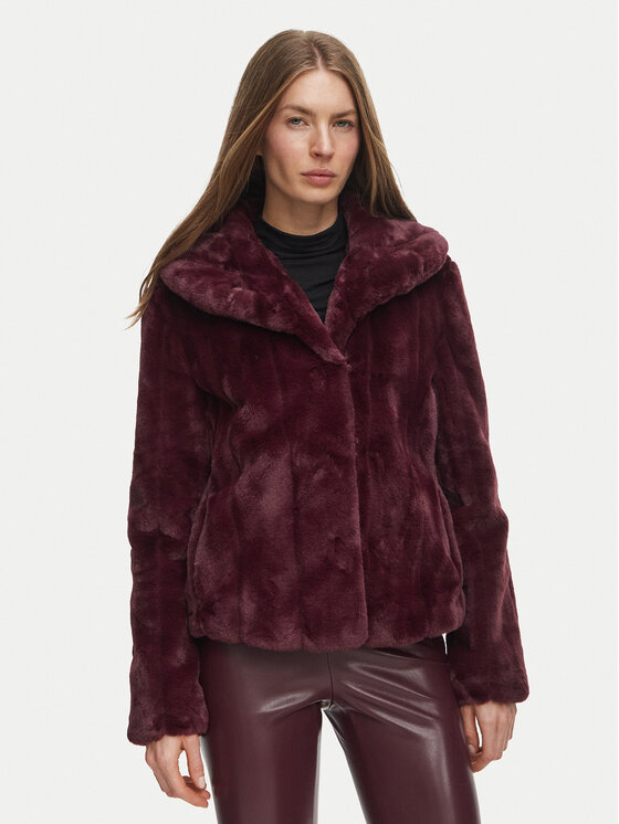 Guess Guess Кожено палто W0BL0N WDCH0 Бордо Regular Fit