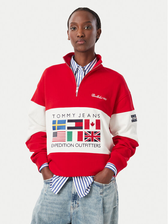 Tommy Jeans Суитшърт DW0DW23806 Червен Relaxed Fit