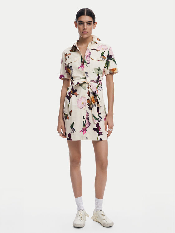 Desigual Rochie tip cămașă Femei, Mărimea: XS, Écru, Monicawhite 25SWVW13