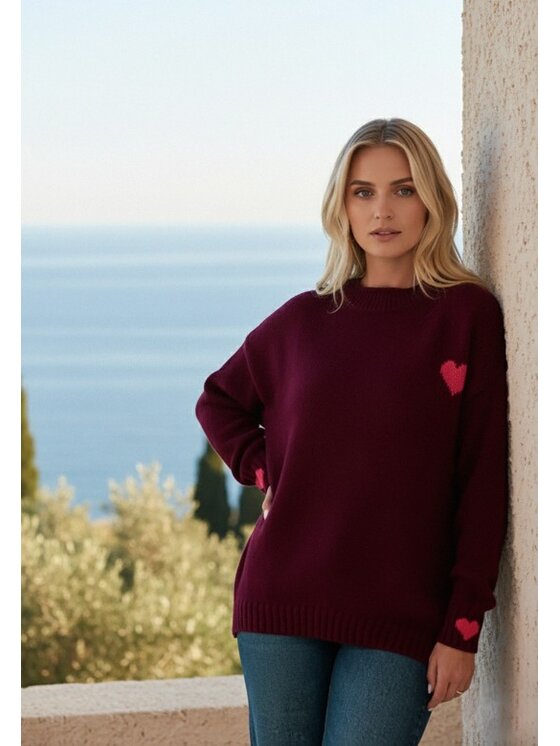 FIGL FIGL Sveter M1240 Bordová Regular Fit