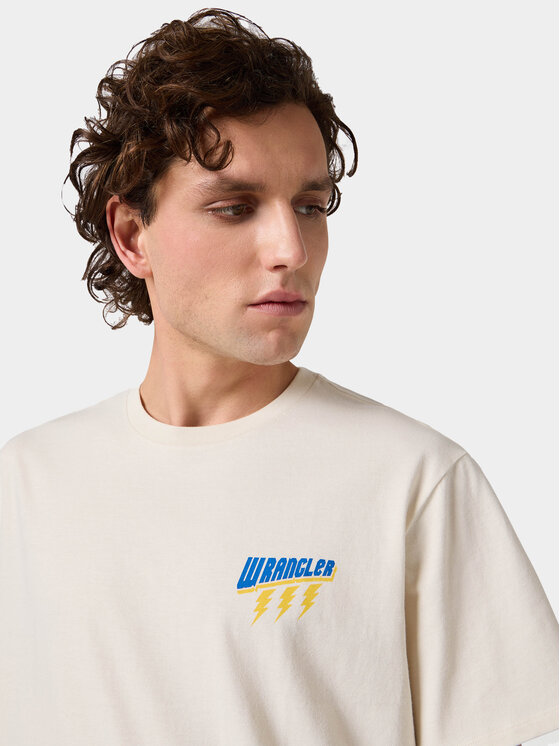 Wrangler Wrangler T-Shirt SMALL GRAPHIC TEE Beżowy Regular Fit
