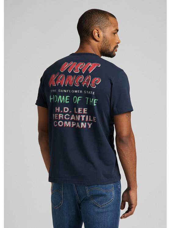 Lee Lee T-Shirt SS POSTER TEE Niebieski Regular Fit