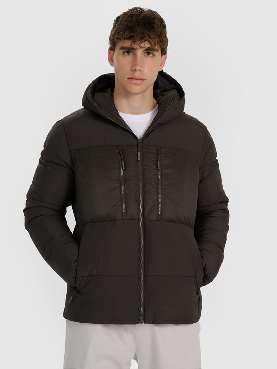 4F 4F Kurtka puchowa APRES SKI Khaki Regular Fit