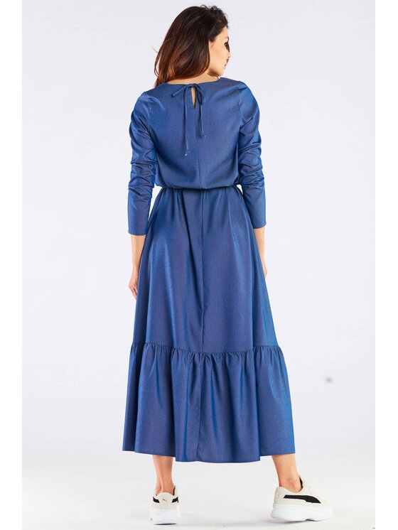 Awama Awama Sukienka letnia A455 Niebieski Basic Fit