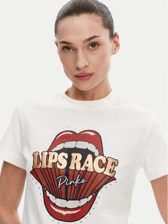 PINKO PINKO T-Shirt Trapani 105050 A2D8 Biały Regular Fit