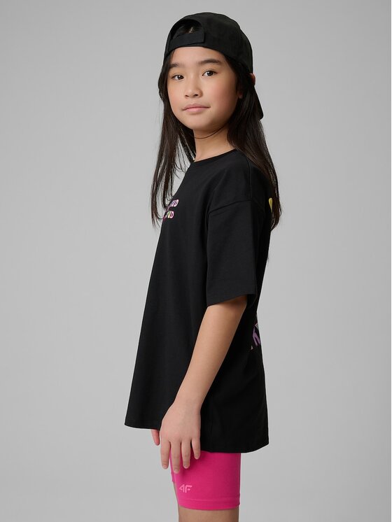 4F 4F T-Shirt 4FJRSS26TTSHF4137-20S Czarny Loose Fit
