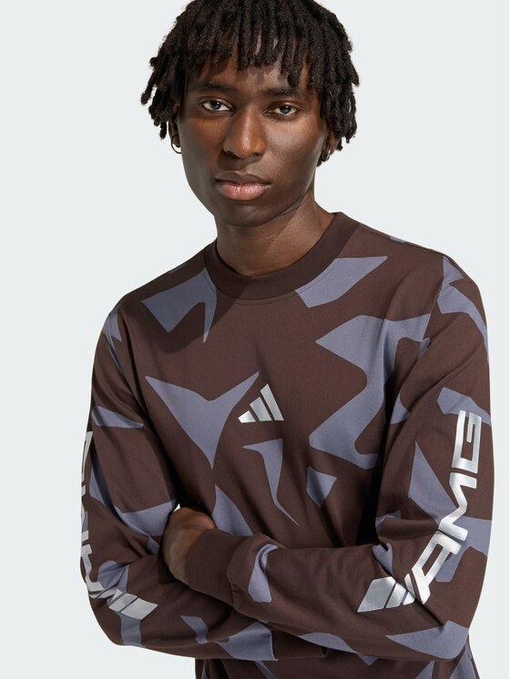 adidas adidas Longsleeve AMG CAMO Brązowy ciemny Loose Fit
