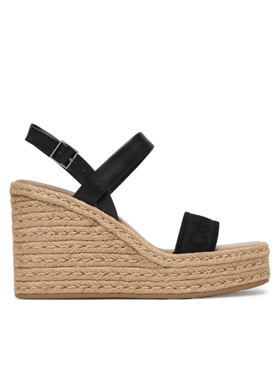 Calvin Klein Calvin Klein Еспадрили Wedge Espad 70 Webbing Lth HW0HW02901 Черен