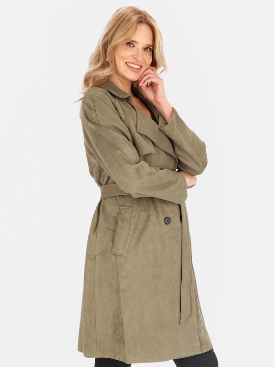 Perso Perso Płaszcz przejściowy BLE252325F Khaki Regular Fit