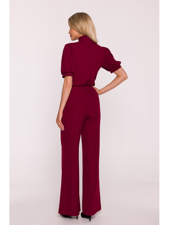 Stylove Stylove Kombinezon s421 Bordowy Wide Leg