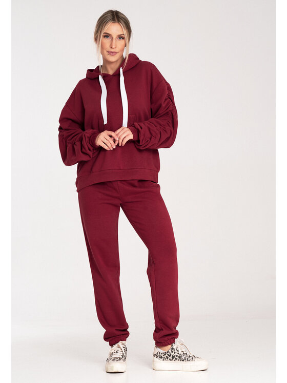 FIGL FIGL Spodnie dresowe M1056 Bordowy Jogger Fit