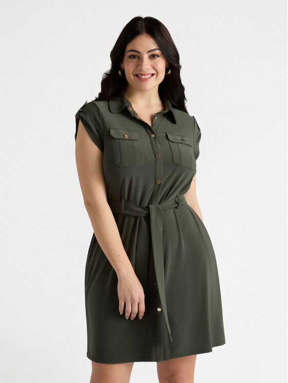 Fiorella Rubino Fiorella Rubino Vestito da giorno 7455L001125N035 Verde Slim Fit