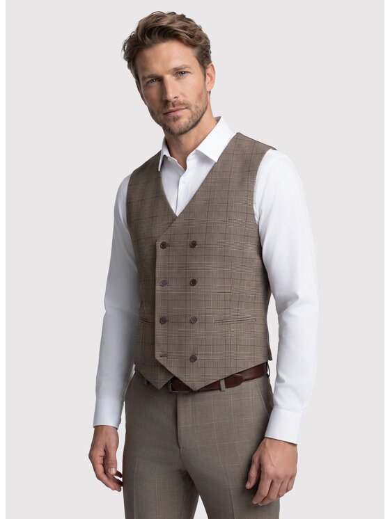 Pako Lorente Pako Lorente Kamizelka P26WF-8X-002 Brązowy Slim Fit