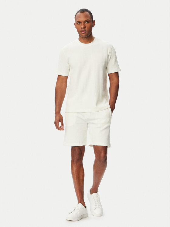 BOSS BOSS Majica Structure T-Shirt 50540567 Kremna Regular Fit