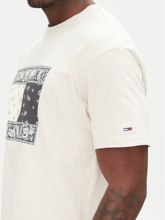 Tommy Jeans Tommy Jeans Tričko Paisley Flag DM0DM20810 Béžová Relaxed Fit