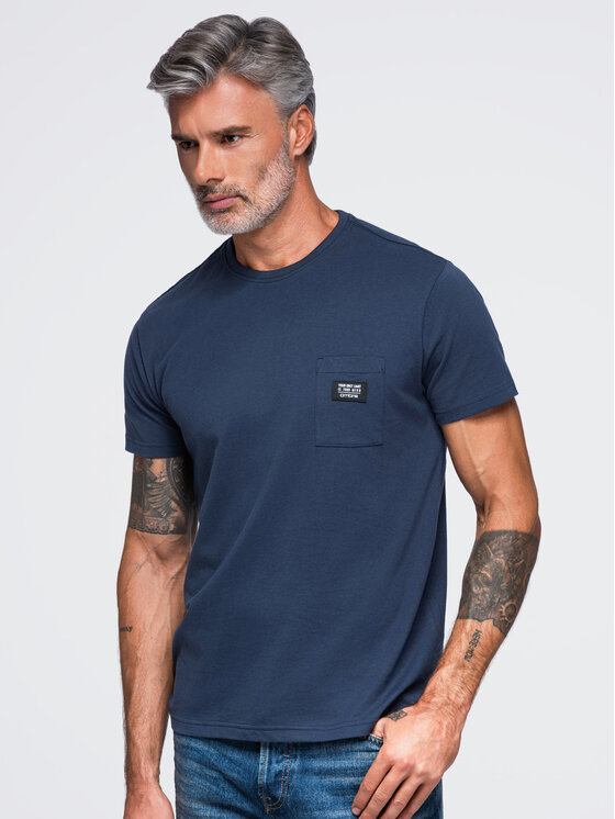Ombre Ombre T-Shirt OM-TSCT-0305 Granatowy Regular Fit