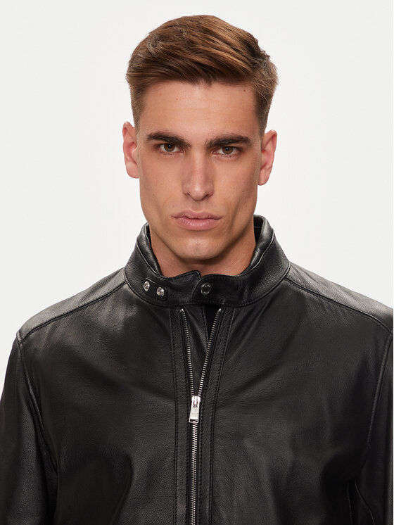 BOSS Boss Bőrkabát H-Mansell2 50518906 Fekete Regular Fit