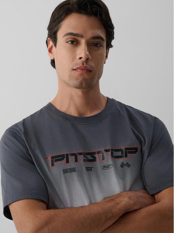 4F 4F T-Shirt PIT STOP Biały Regular Fit