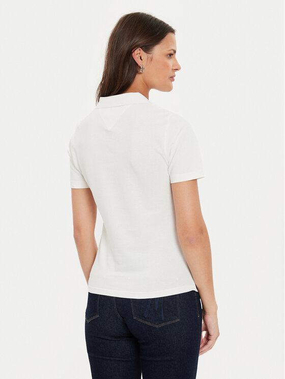 Tommy Hilfiger Tommy Hilfiger Тениска с яка и копчета Script WW0WW43624 Екрю Slim Fit