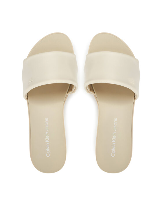 Calvin Klein Jeans Calvin Klein Jeans Šlepetės Flatform Sandal Slide In Nylon YW0YW01791 Écru