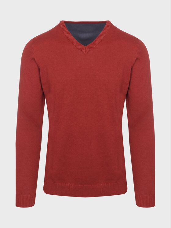 Evenemen Evenemen Sweter V-NECK GINGER Miedziany Slim Fit