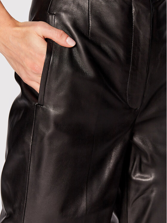 Calvin Klein Calvin Klein Παντελόνι δερμάτινο K20K204169 Μαύρο Regular Fit