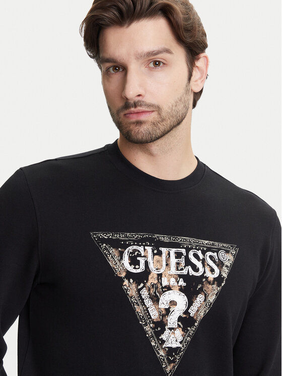 Guess Guess Majica dugih rukava M5YQ05 K68I4 Crna Regular Fit