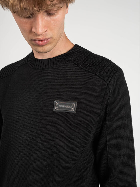 Les Hommes Les Hommes Πουλόβερ LKK122-607U | Motorcycle Jumper Μαύρο Regular Fit
