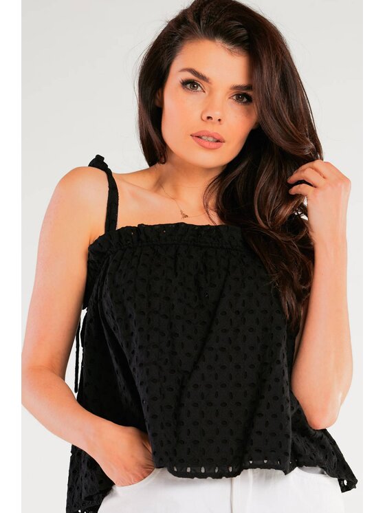 Awama Awama Bluzka A436 Czarny Basic Fit
