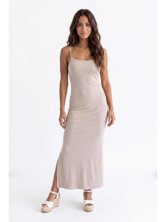 FIGL FIGL Sukienka letnia M1199 Beżowy Fitted Fit