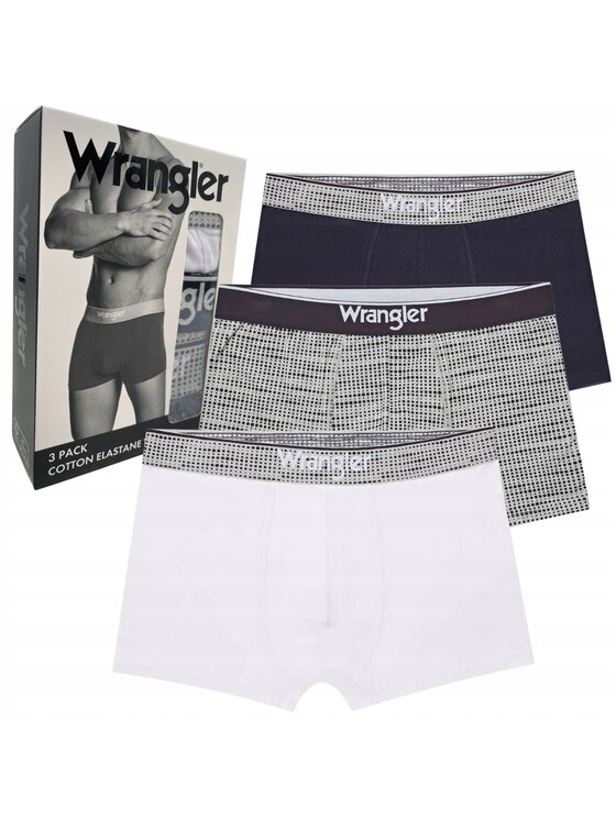 Wrangler Wrangler Bokserki Canva 3 Pack Cotton Elastane Trunks Kolorowy
