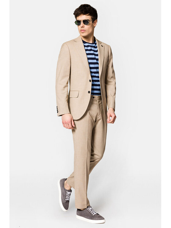 Lancerto Lancerto Garnitur GA073123000009 Beżowy Slim Fit