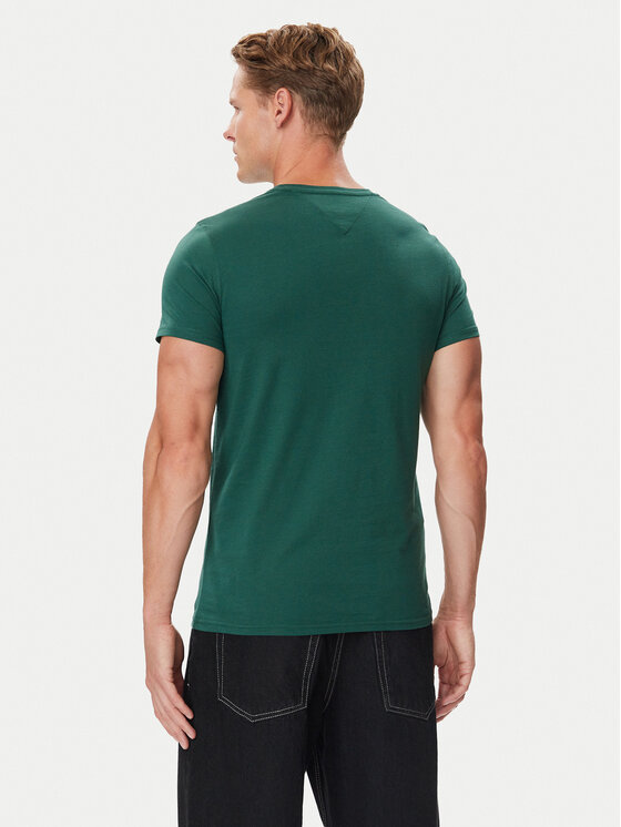 Tommy Jeans Tommy Jeans Marškinėliai DM0DM04411 Tamsiai žalia Slim Fit