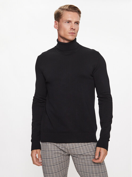 Lindbergh Bluză cu gât 30-80094 Negru Slim Fit