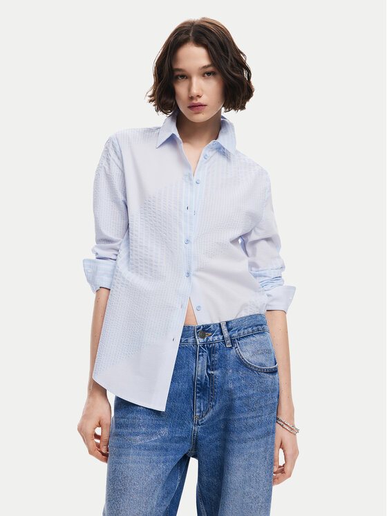 Desigual Desigual Camicia Chiba 24WWCW22 Celeste Regular Fit