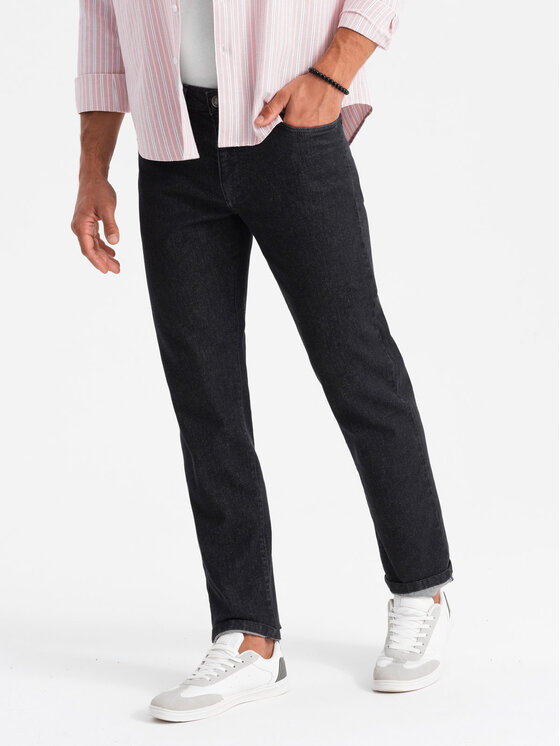 Ombre Ombre Jeansy OM-PADP-0152 Černá Regular Fit