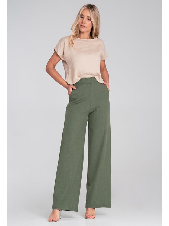 FIGL FIGL Společenské kalhoty M1197 Zelená Flared Leg